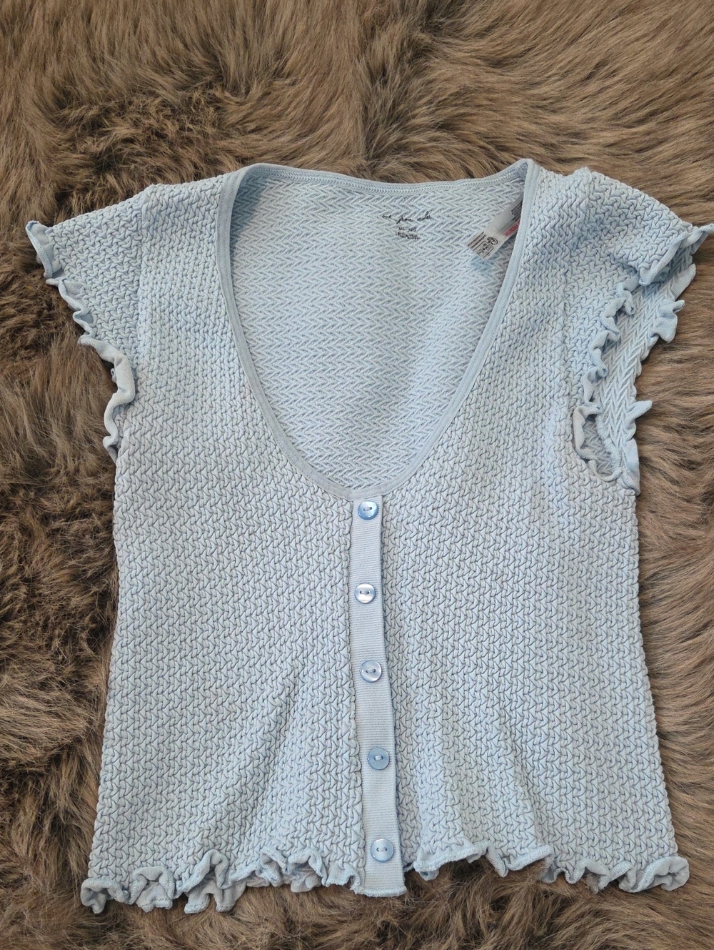 Urban Outfitters Light Blue Knit Button-Front Top